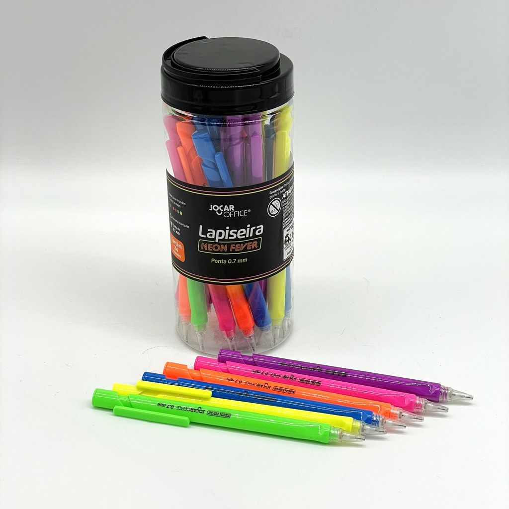 Lapiseira 0.5mm Neon Fever Jocar Office c/ 24 Unidades 🌈✨ | Lapiseira Profissional, Cores Neon