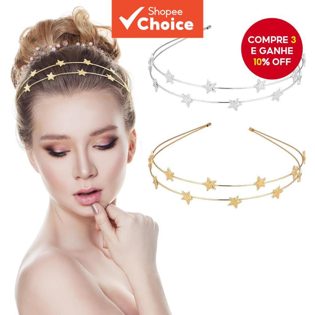 Estrela Headbands Metal Moda Simples Única Camada Dupla Argola De Cabelo Doce Elegante Para Mulheres Meninas Acessórios