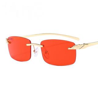 Óculos de sol masculinos sem armação, proteção UV400, novos óculos de sol retangulares vintage, óculos de sol femininos,