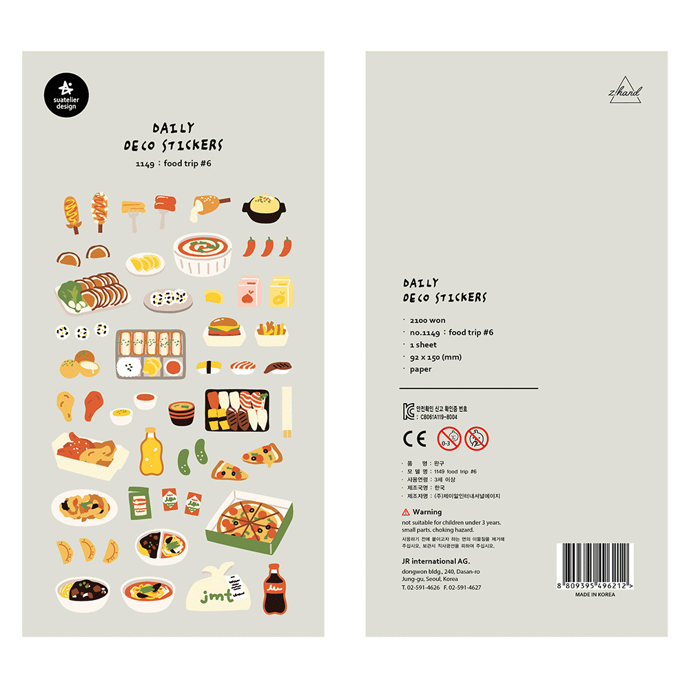 Coreia sonia adesivos comida viagem 6 hambúrguer Pizza Sushi bebida manual Material diy adesivos decorativos