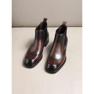 Novo estilo esculpido Chelsea botas masculinas inverno de alta qualidade botas de couro genuíno Retro estilo britânico M