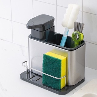 Porta Detergente Rack Armazenamento De Cozinha Organizador Dispensador De Sabão Aço Inoxi…