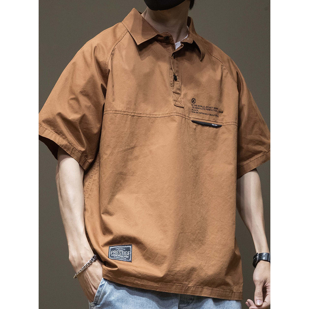 Camisa de trabalho de verão masculina camisa Polo solta tamanho grande camisa masculina de manga curta camiseta Casual m