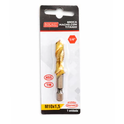 Broca Macho Aço HSS-TiN M10 x 1.50mm com Encaixe 1/4" Rocast 531,0007