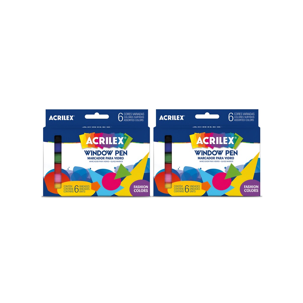 2 Kits de Caneta Para Vidro Window Pen Acrilex - 6 Unid Canetas para Espelho Vidro Superfícies Lisas
