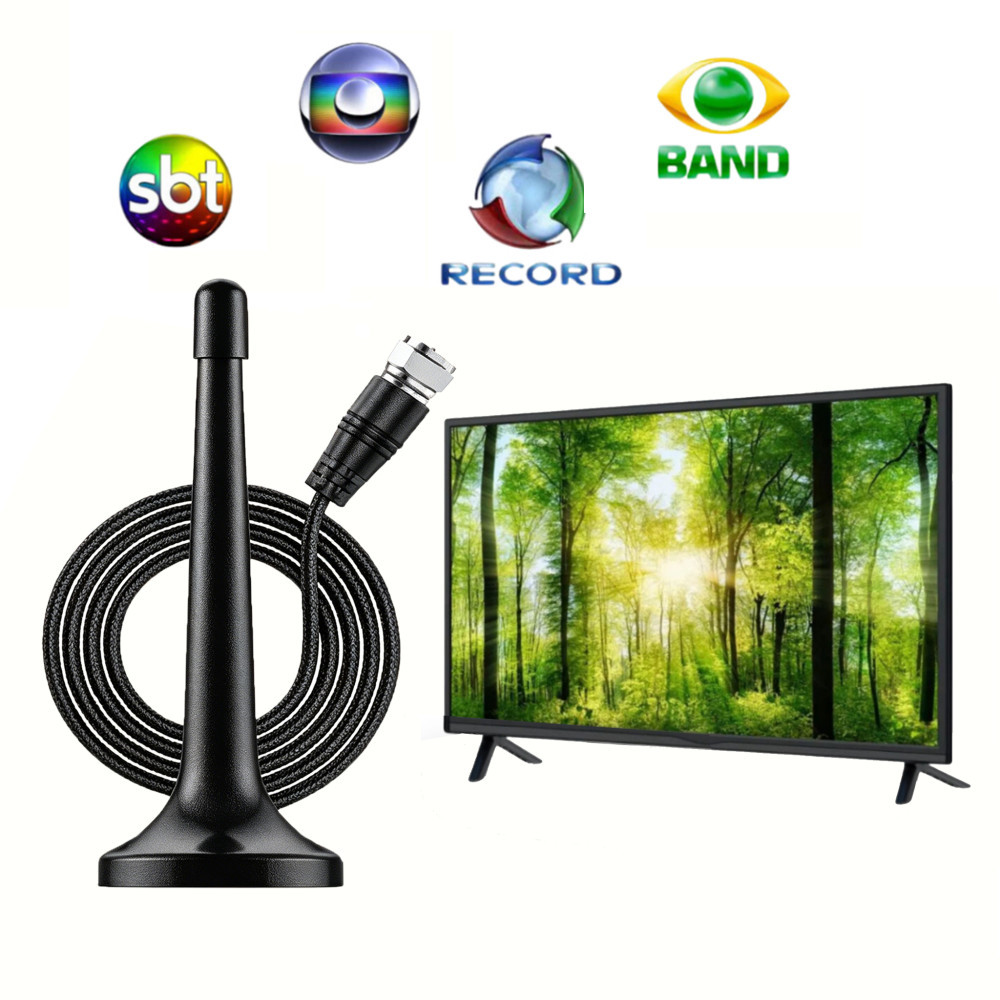 Imagem Antena Amplificada HD 4K Magnética via USB, Alta captação de sinal para televisão aberta