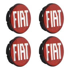 Kit 4 Calotinhas Centro Roda Miolo Calota Fiat Mobi Argo Vermelho Emblema Premium