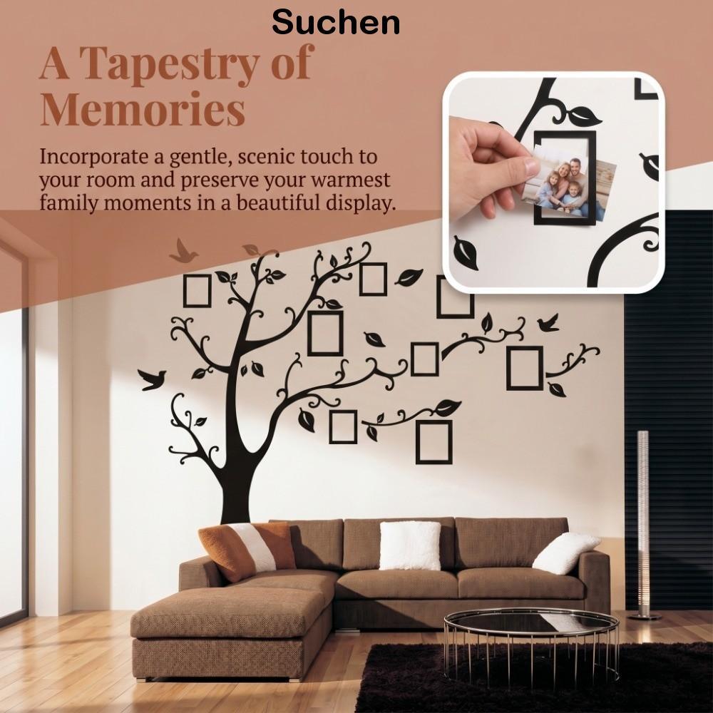 SUCHENBRI 4 Peças Decalque De Parede De Árvore Com Moldura De Foto , Adesivo Fotográfica De Família De 11.8 X 35.4 Pol .