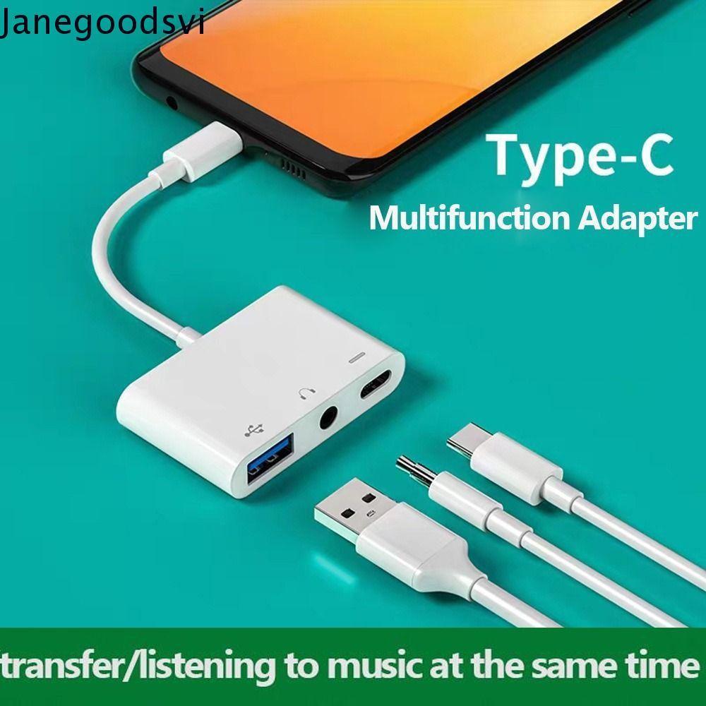 JANEGOODSVI Tipo-C Para 3.5 M Tablet USB Splitter 3 Em 1 Transmissão De Dados