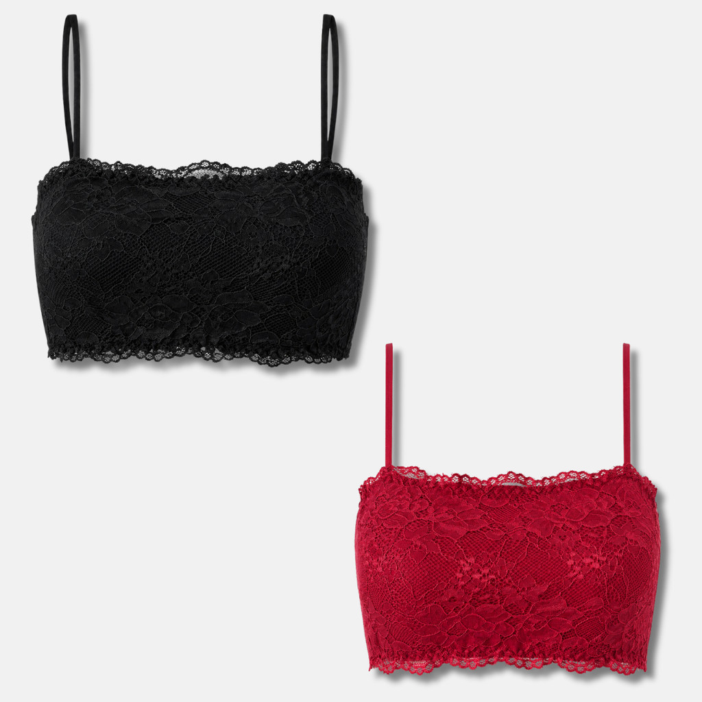 Kit 2 Top Leve Transparência Sustentação Com Bojo Rendando Confortável Alça Fina Feminina Cropped