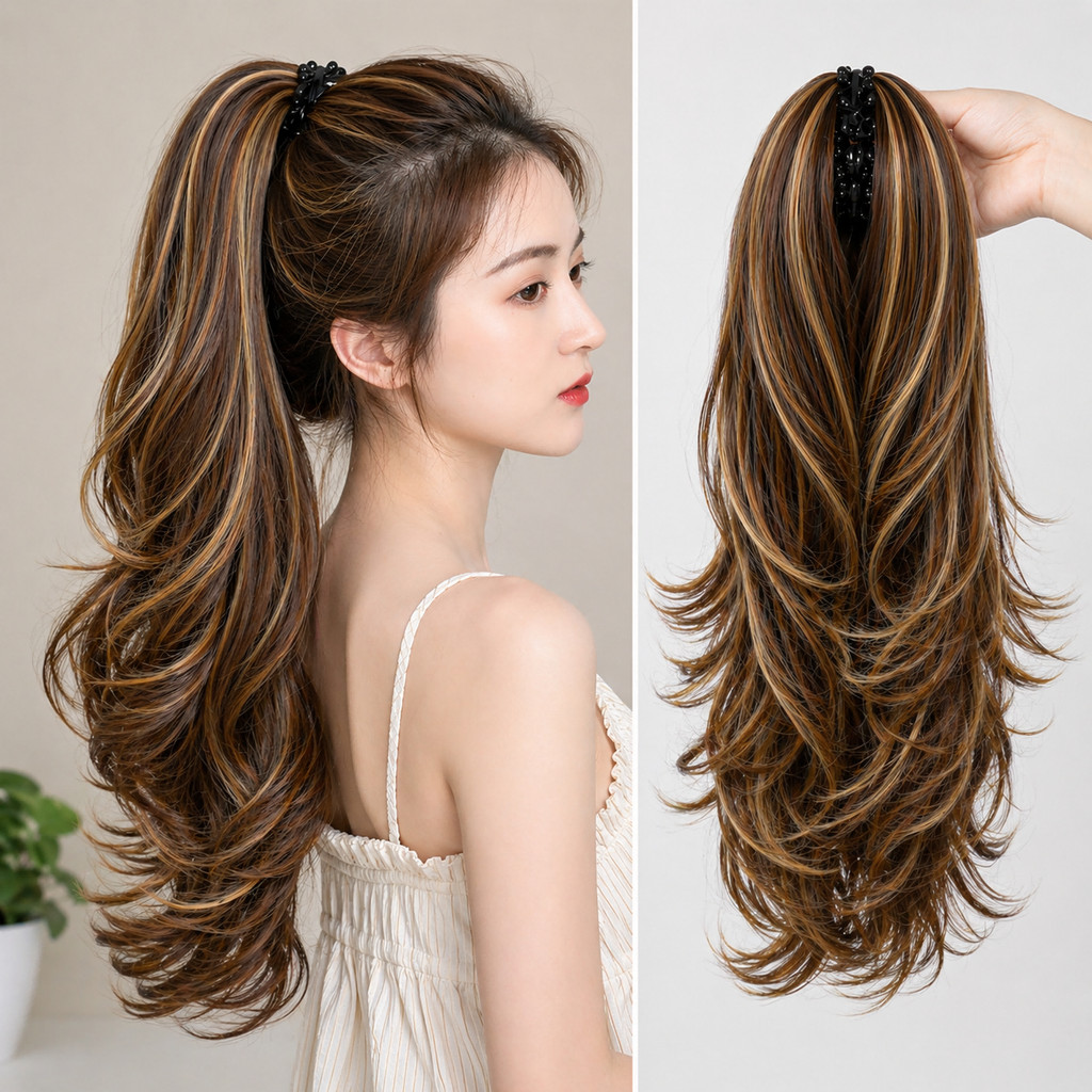 Aplique Rabo de Cavalo Longo com Degradê Natural – Fibra Orgân