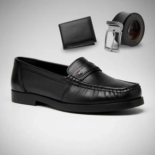 Sapato Mocassim Masculino Dockside Dia dos Pais Couro Premium + Carteira E Cinto