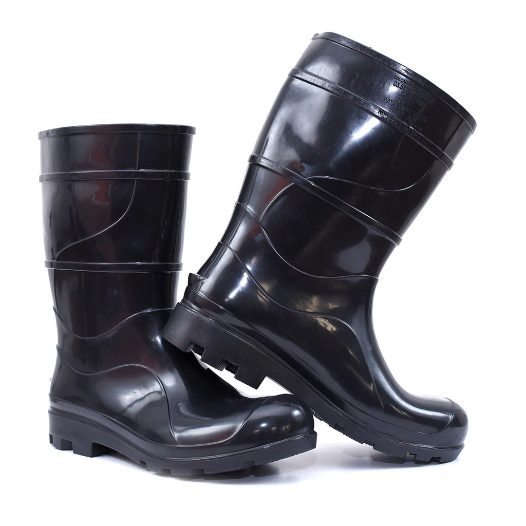 PVC Galocha Unissex Preta 32cm Cano Longo Impermeável Industrial Sem Forro Ideal Chuva