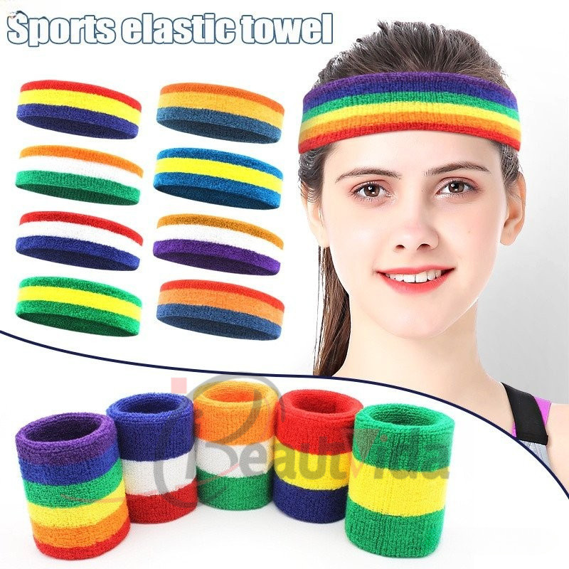Munhequeira Elástica Colorida Absorve O Suor Para Masculino E Mulheres