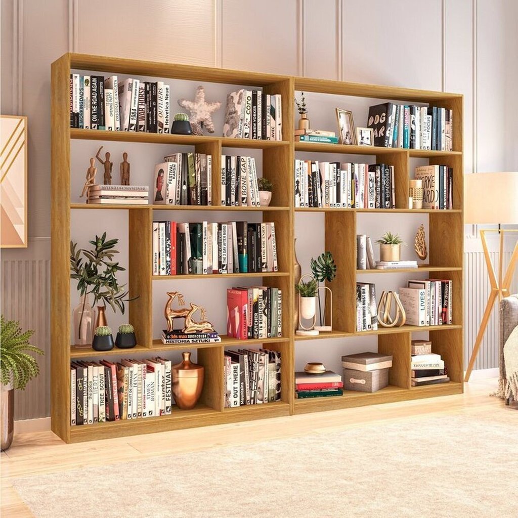 Kit 2 Estante para Livros 180CMX240CM 4 Prateleiras Seattle Yescasa Marrom/Freijó Freijó