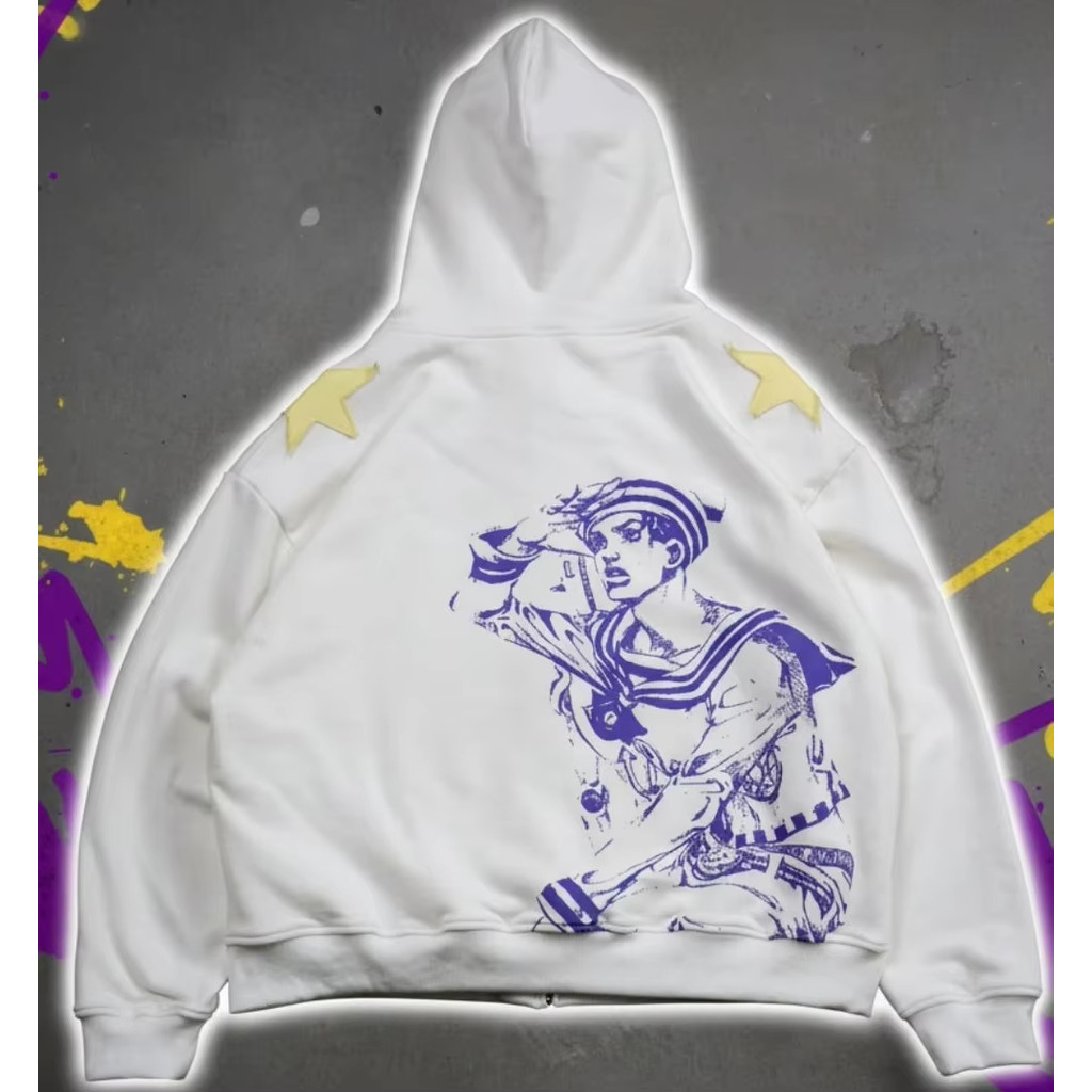 Jojo Bizarre Adventure Zip Up Hoodies Estrela Design Harajuku Y2k Hip Hop Casal Moletom De Rua