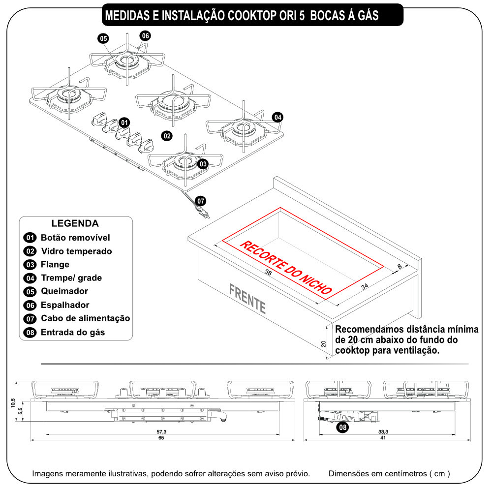 Fogão Cooktop Nardelli Ori 5 Bocas Vidro Preto · foto 2
