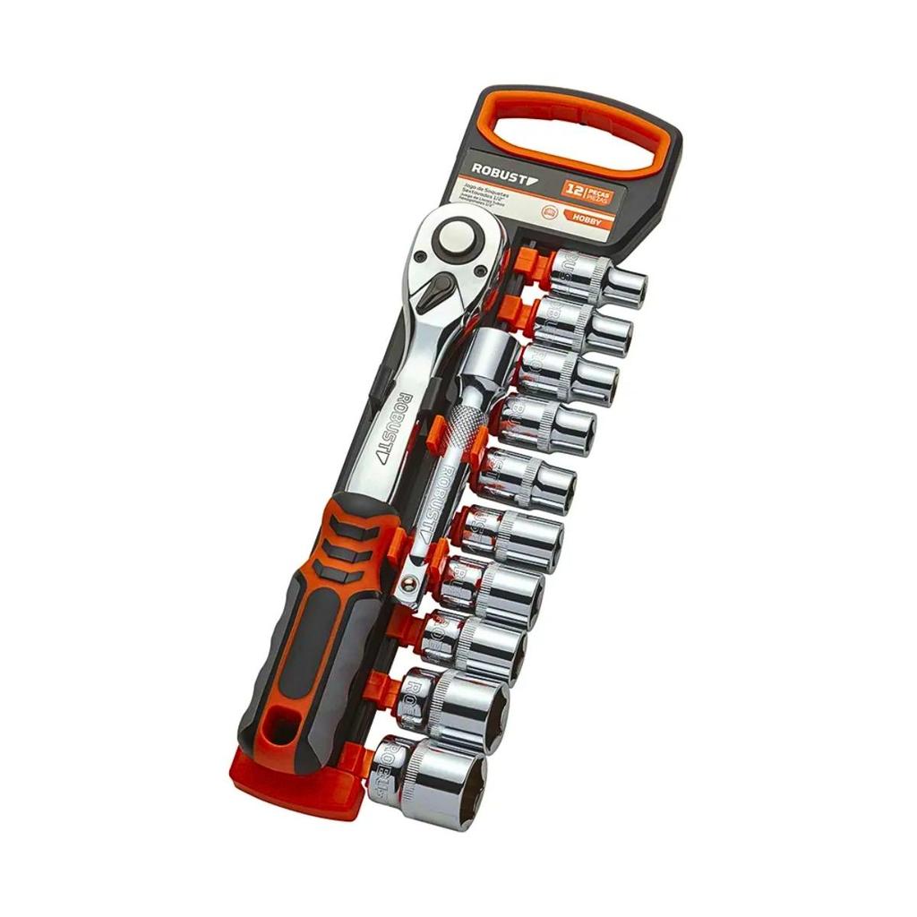 Jogo de soquete sextavado encaixe 1/2 - 12 pecas - S69005014 - Robust