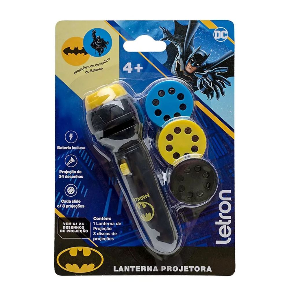 Lanterna Projetora Infantil Batman 24 Projeções Preto Letron