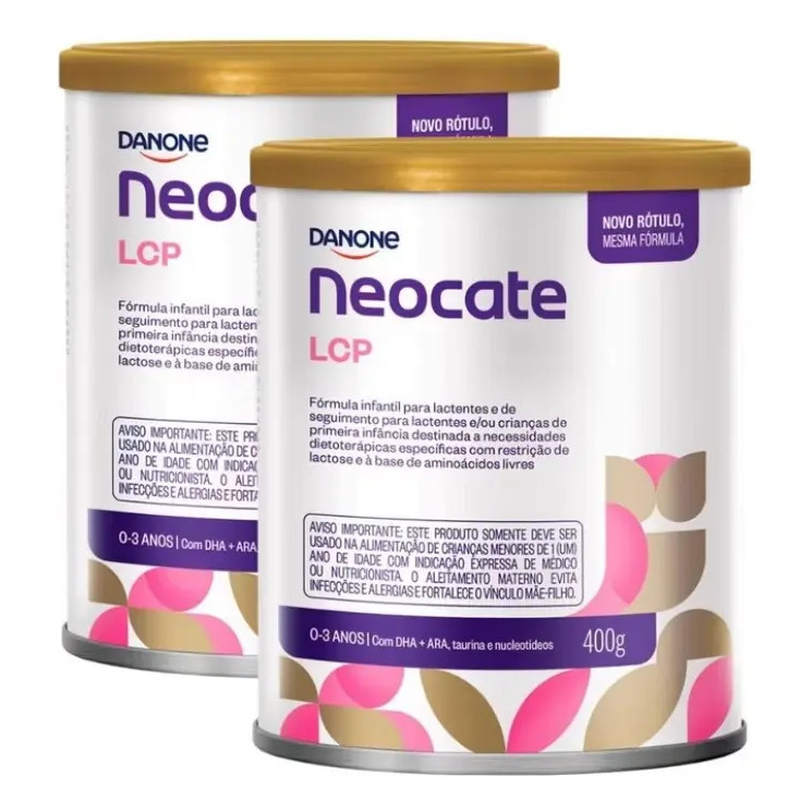Kit 2un Fórmula Infantil Neocate Danone Lcp Lata De 400g Sabor Neutro