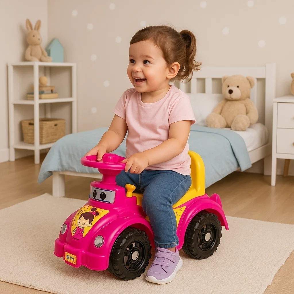 Carrinho Andador Infantil Buzina Quadriciclo Triciclo Empurrar Seguro Estavel Rodas Resistentes