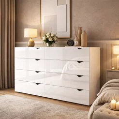 Cômoda 8 Gavetas 83,5cm x 150cm Porto Branco Branco