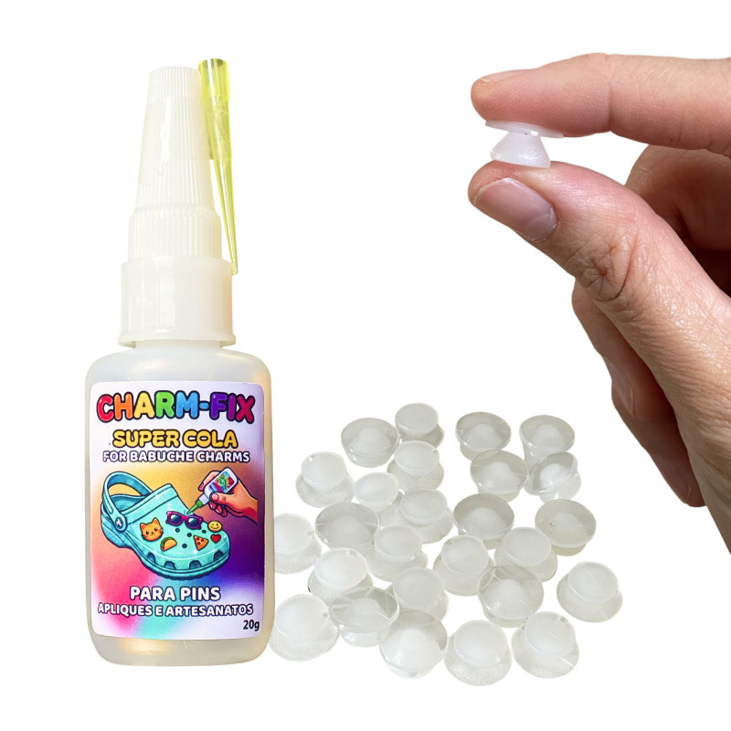 200 un Adaptadores P/ Pin Botton Para Crocs + Cola Charm-Fix