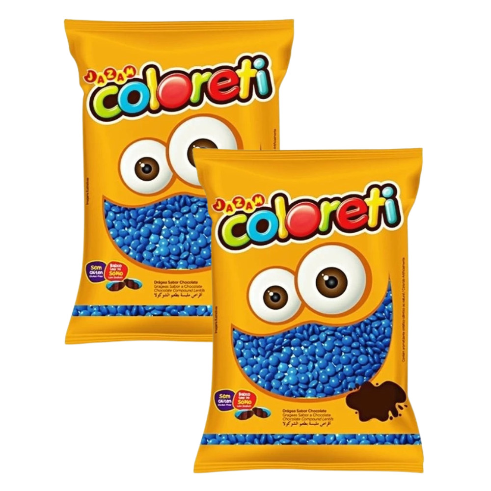 Kit com 2x Confeito Coloreti Azul Jazam 300gr