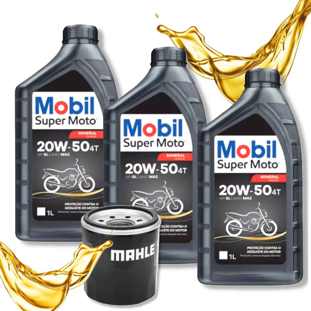 Kit Troca de Óleo P/ Suzuki Srad 750 / Bandit 650 / Vstrom 650 Mobil 20w50 + Filtro Modelo Ph6018
