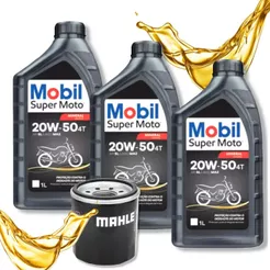 Kit Troca de Óleo P/ Suzuki Srad 750 / Bandit 650 / Vstrom 650 Mobil 20w50 + Filtro