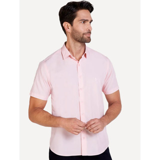 Camisa Dudalina Masculina Manga Curta Slim Wrinkle Free Rosa Claro em Oferta na Shopee