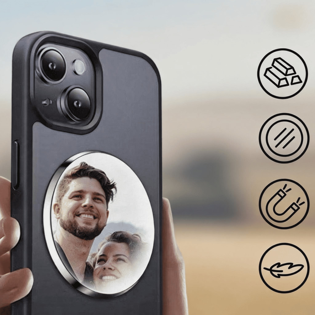 Espelho Magnético Portátil para Smartphone – Fixação Segura e Design Elegante