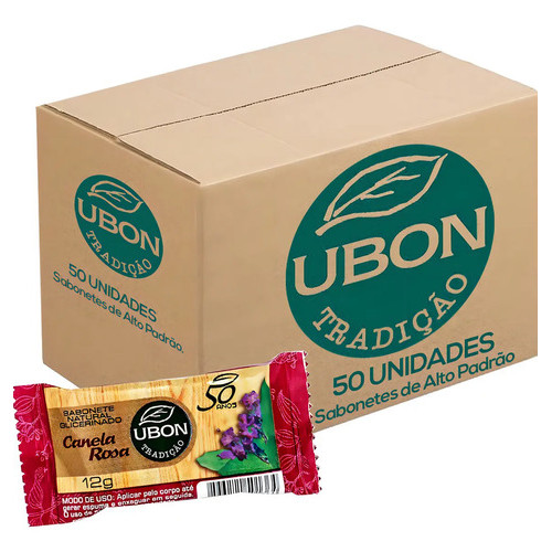 Mini Sabonete Glicerinado Canela Rosa Ubon 50 Unid De 12g