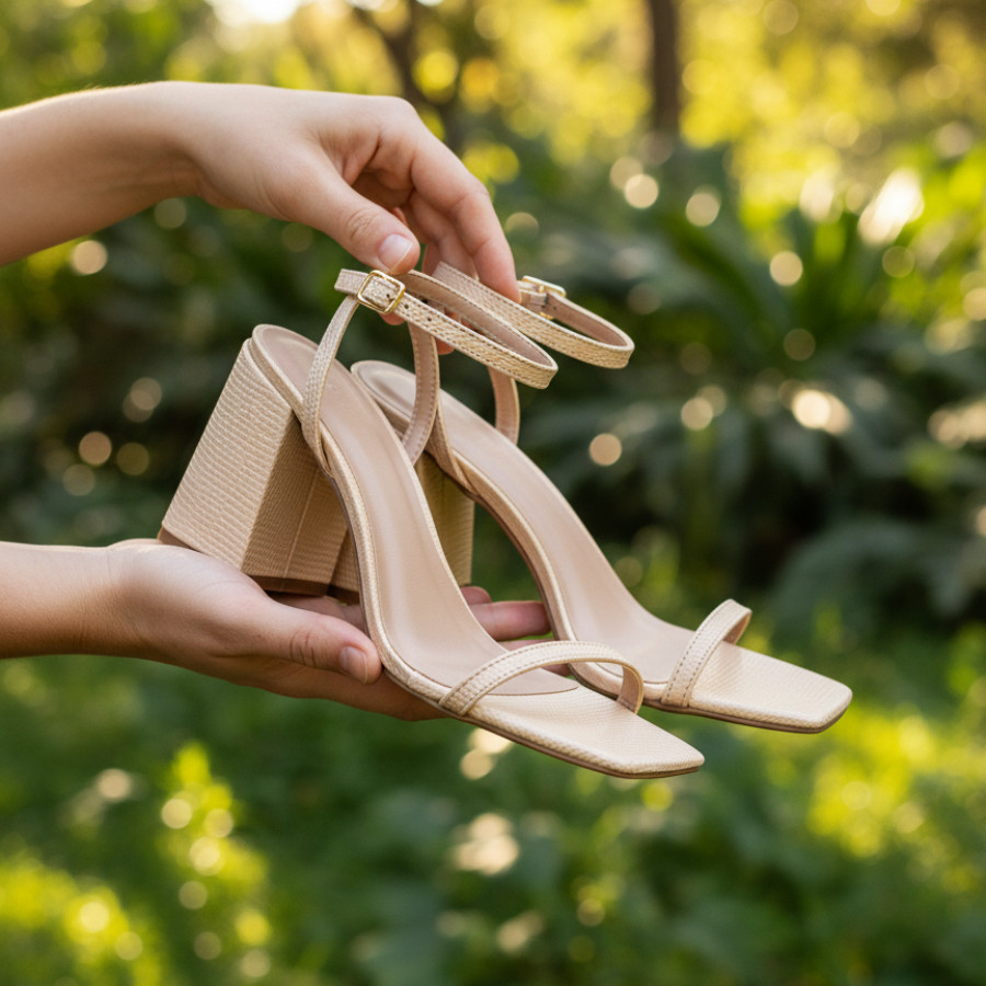 Sandália Feminina Salto Grosso 9cm Nude Caramelo - Moderna, Elegante e Confortável Caramelo Confortável Lançamento