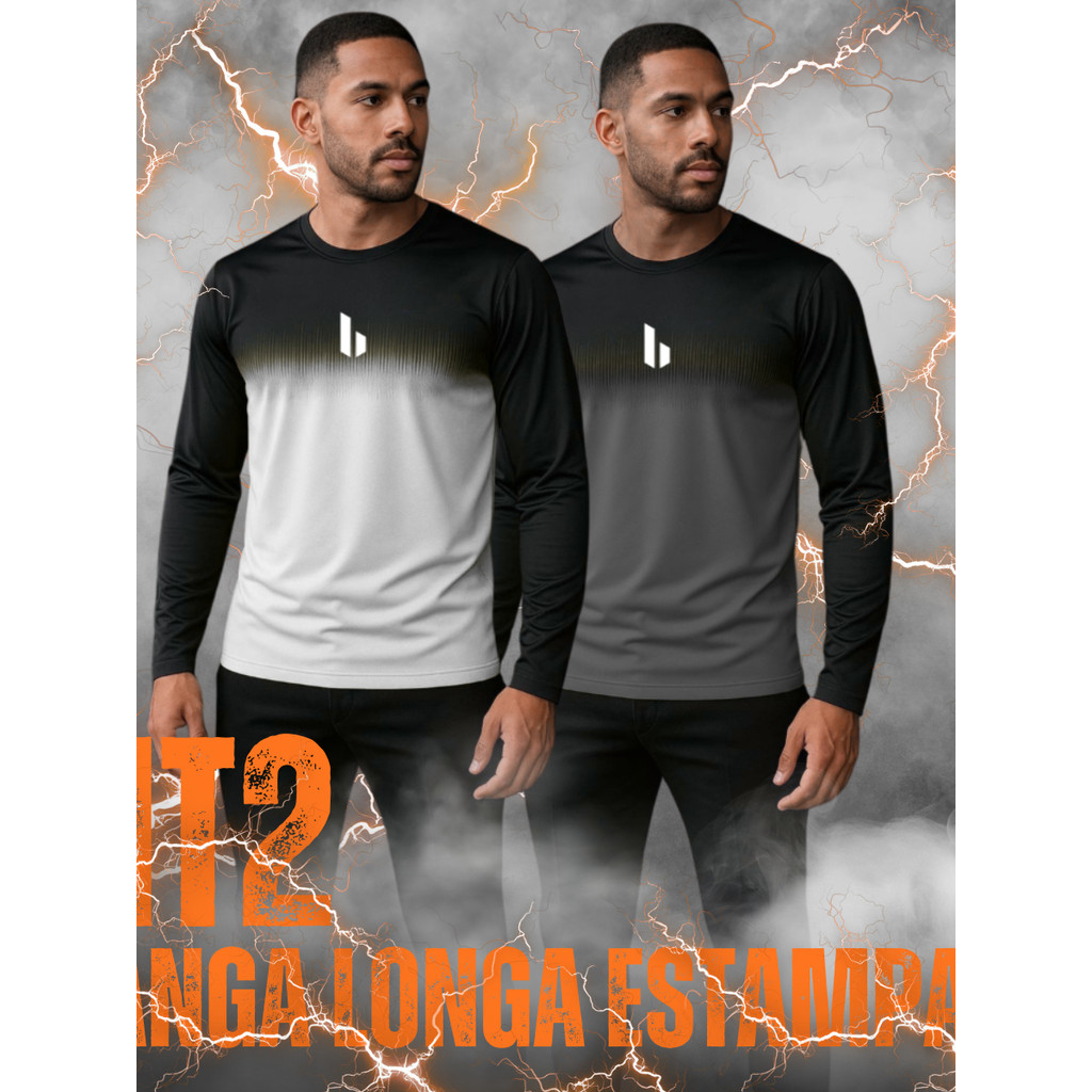 Kit 2 Camisa Manga Longa UV Dryfit Proteção Solar Estampa Sublimada Esportiva