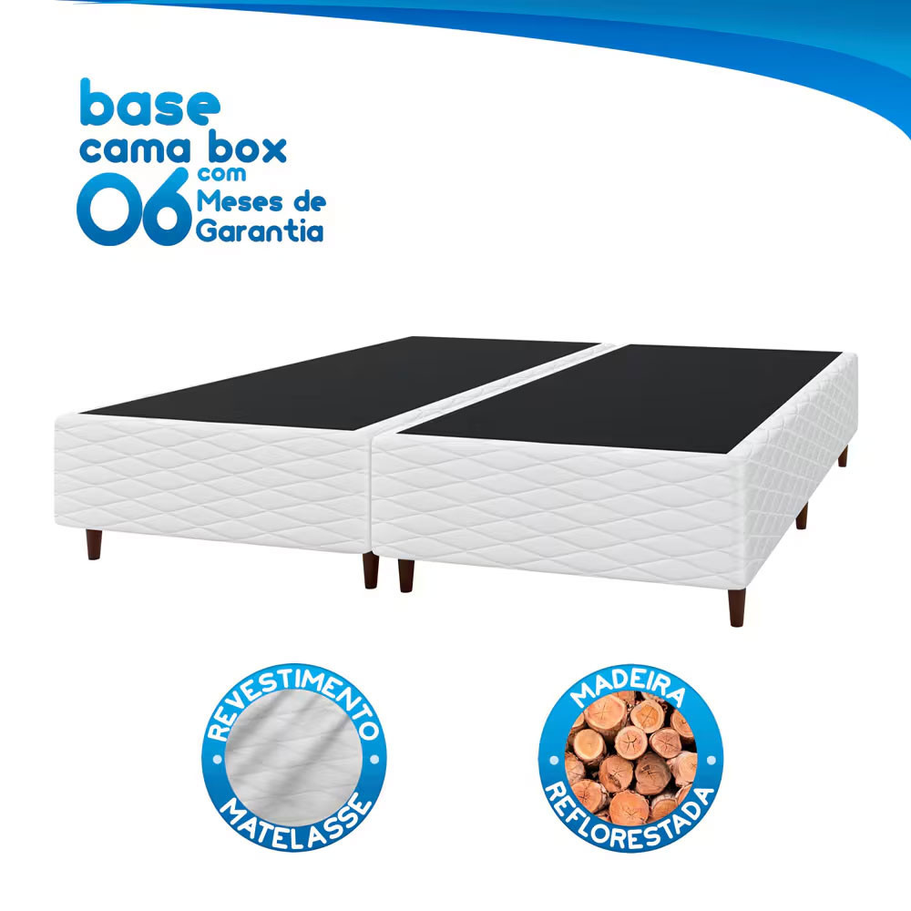 Base Box Queen Size New Itália 38x158x198cm Bipartida Matelassê Umaflex — imagem 2 de 2