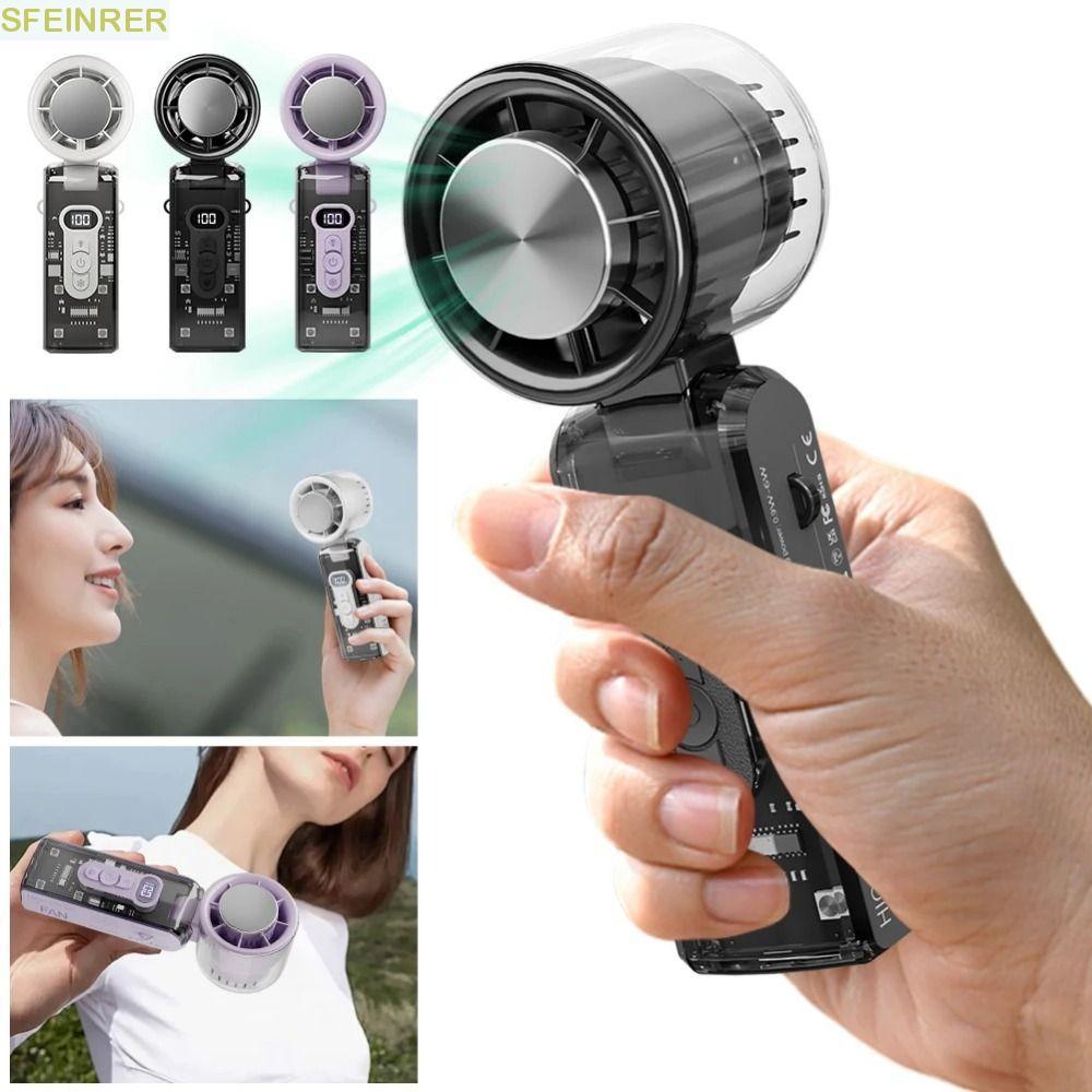 Mini Ventilador Turbo Elétrico SFEINRER , De Resfriamento Pessoal Com Display LED De 100 Velocidades Viagem Dobrável De 