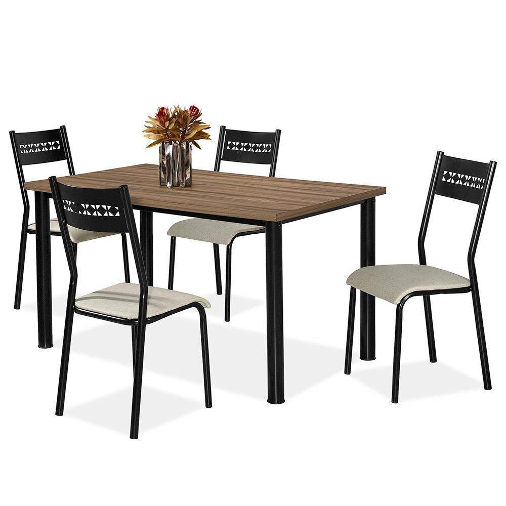 Mesa de Jantar Jlia Plus com 4 Cadeiras Ao Nobre