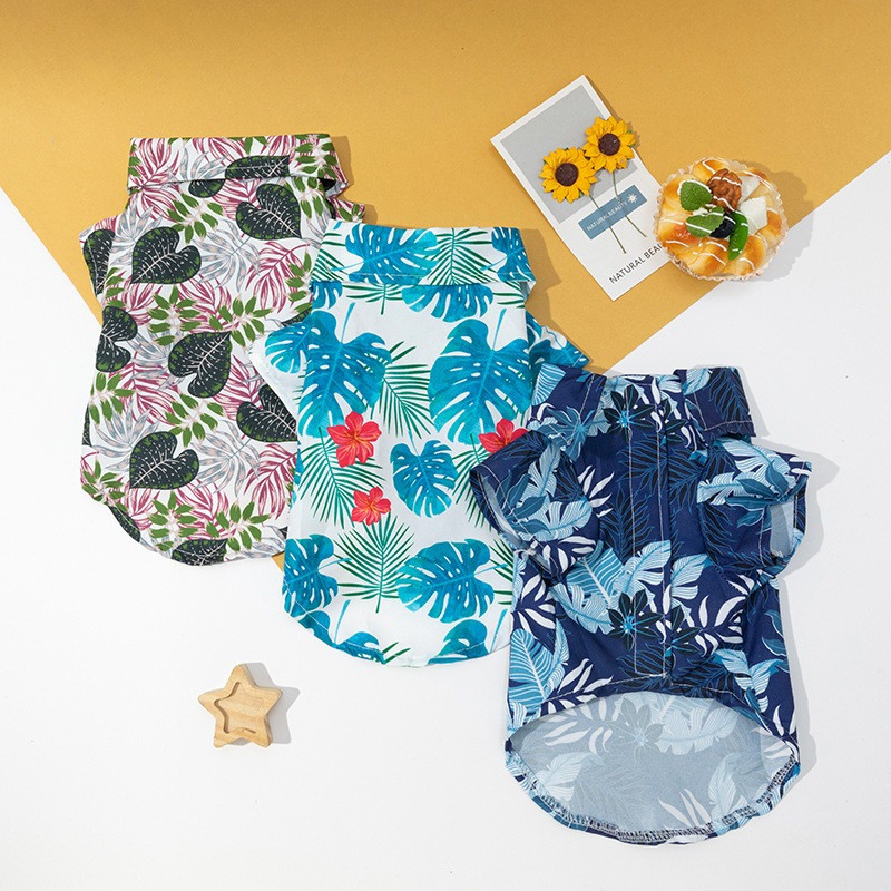 Camisas Florais Para Cães E Gatos | Design De Folha De Palmeira Monstera Com Cores Vibrantes Roupas Respiráveis Animais