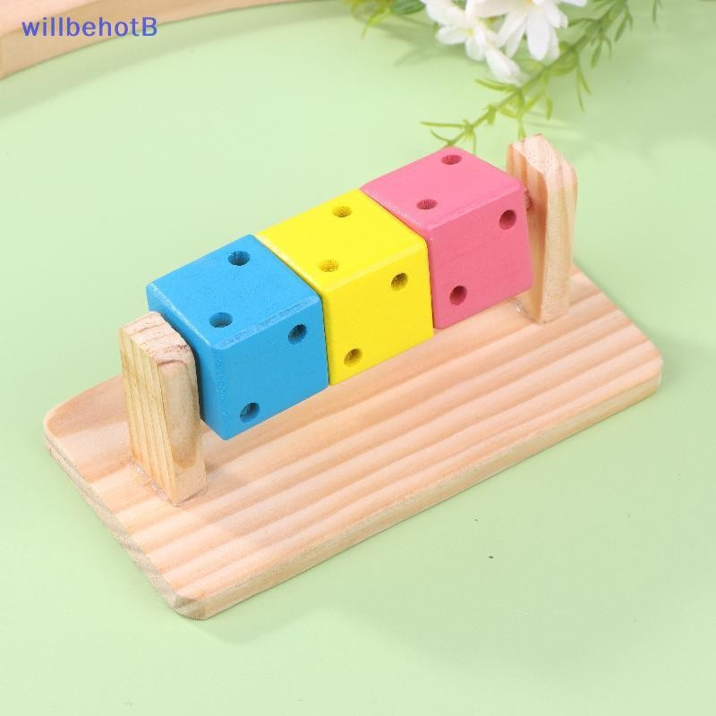 [WillbehotB] Cubo Divertido para Hamster, Brinquedo de Madeira Maciça, Acessórios para Moer os Dentes, Hamster Dourado,