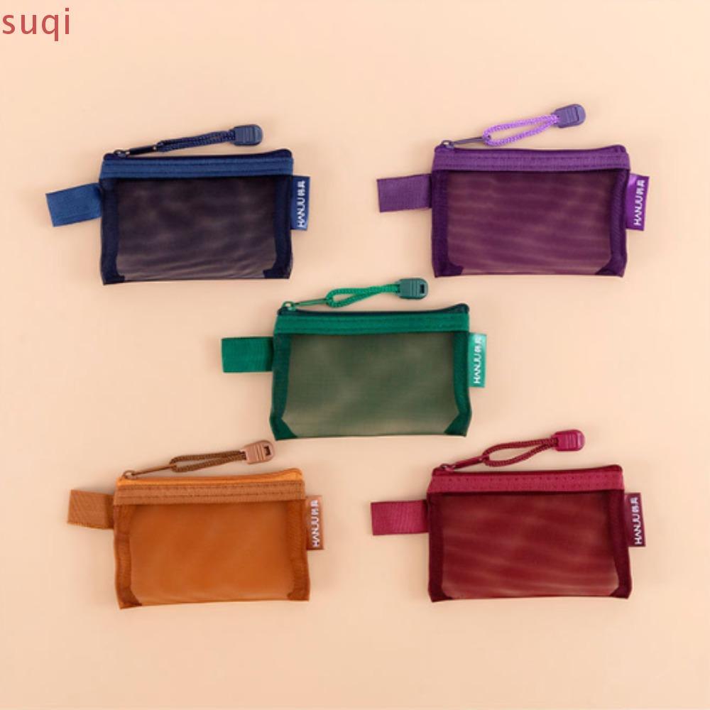 Bolsa De Higiene Pessoal SUQI , Mini Grade De Viagem Em Tecido De Malha , Carteira Triangular De Nylon Moderna