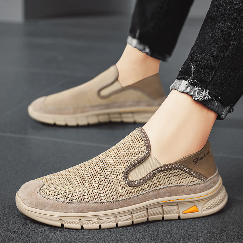 Sapatos de malha masculinos respirável verão oco malha sapatos masculinos preguiçoso moda na moda sapatos esportivos mas