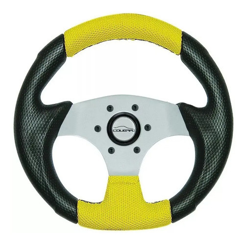 Volante Esportivo Cougar Pequeno Mini 28cm Fusca Buggy +cubo Amarelo