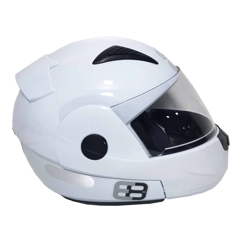 Capacete Moto Robocop Articulado E08 Solid Branco Ebf