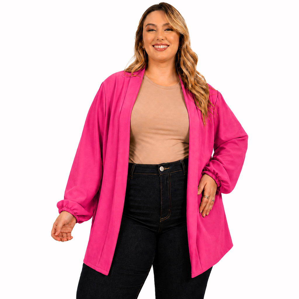 Cardigan Kimono Duna Manga Longa Liso Duna Plus Size