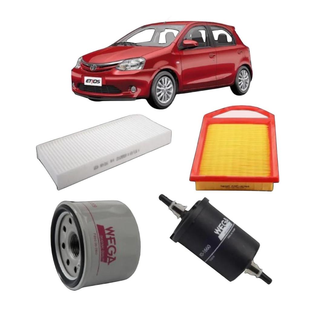 Kit Filtros Revisão Toyota Etios 1.3/1.5 16v 2012/2015 Wega