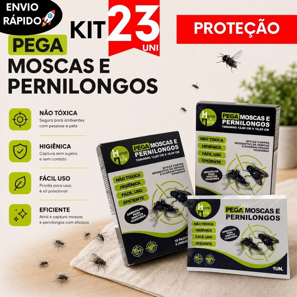 Kit Utilidades Folhas Adesiva Pega Moscas e Pernilongos Tela de Mosquito Mosqueteiro Insetos Alta Fixação