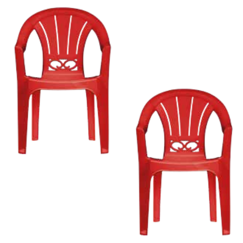 Kit 2 Cadeira de Plástico Venezia Poltrona Italiana Com Braços Para Jardim, Eventos, Buffet, Bistrô Capacidade Até 120KG