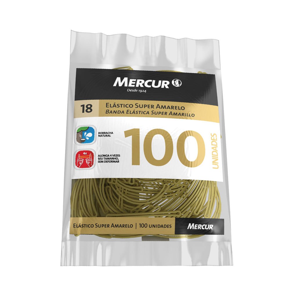 Elástico Mercur Amarelo Nº18 com 100 Unidades