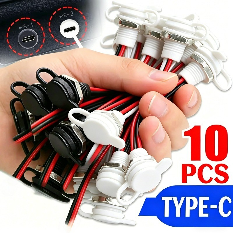 Tomada De Alimentação Do Cabo De Extensão-Conector USB Tipo C-Placa De Travamento De Pressão Porta De Carregamento Fêmea